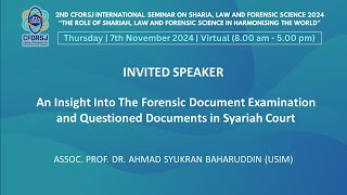 CFORSJ i CONF 2024 INVITED SPEAKER ASSOC PROF DR AHMAD SYUKRAN BAHARUDDIN [upl. by Ahterod]