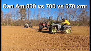 Drag Racing a Can Am 850 vs 570 XMR against the all new 2024 Outlander 700 XMR Fair Race [upl. by Luemas]