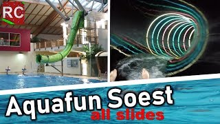 AquaFun Soest  alle Rutschen  all slides mit FunAconda POVs 2018 [upl. by Aniuqahs526]