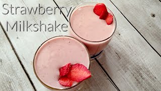 Strawberry Milkshake  Strawberry Shake Without Ice cream  Strawberry smoothie  Breakfast recipe [upl. by Ute]