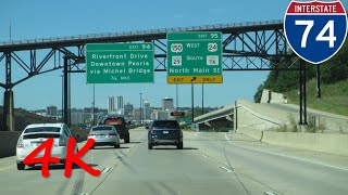 ⁴ᴷ Interstate 74Illini Expressway Peoria IL westbound 4K VIDEO [upl. by Ardnalak284]