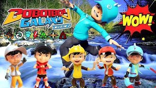 wadidaww Boboiboy Galaxy Memecahkan Air Boba Berisi Mainan Boboiboy Halilintar Topan Gempa Angin [upl. by Koblick]