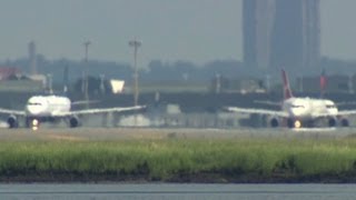 Man swims ashore at JFK airport and crosses runway [upl. by Enitnemelc]