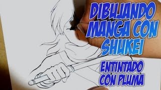 Dibujando Manga con Shukei 14 Entintado con Pluma [upl. by Ynolem]