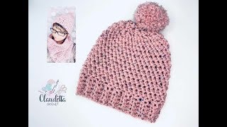 CROCHET Herringbone Hat  BEGINNER [upl. by Ahsienad]