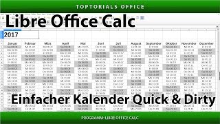 Einfacher Kalender Quick and Dirty LibreOffice Calc [upl. by Letizia]