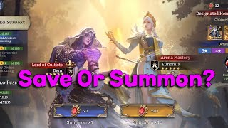 Should You Summon Demi  Eunomia And Banner Predictions  Watcher of Realms [upl. by Zaneski359]