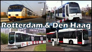 Trein metro tram bus Rotterdam amp Den Haag Schiedam Spijkenisse Public Transport [upl. by Atteinotna]