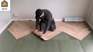 How to Install Herringbone Laminate Flooring  Sideways [upl. by Siuqramed207]