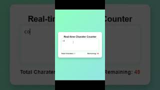 Day 02  😲Realtime Charater Counter with Js Css Html shorts [upl. by Irej]