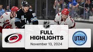 NHL Highlights  Hurricanes vs Utah Hockey Club  November 13 2024 [upl. by Eitak]