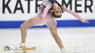 Fifteenyearold Daria Usacheva powers to secondplace finish  Skate America  NBC Sports [upl. by Nahrut]