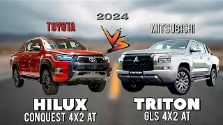 TOYOTA HILUX CONQUEST 4X2 AT 2024 vs MITSUBISHI TRITON GLS 4X2 2024 [upl. by Nalod]