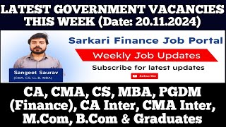 Latest Govt PSU Jobs Update 201124  CA CMA CS MBA CA Inter CMA Inter MCom BCom Graduate [upl. by Nnel]