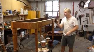 PADDED SHELLAC ON ANTIQUE TABLE BASE  RESTORATION WOOD FINISHING [upl. by Daney]