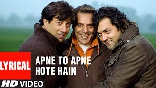 Apne To Apne Hote Hain Title Track Lyrical Video Song  Himesh Reshammiya  Bobby Sunny Dharmendra [upl. by Yaron223]