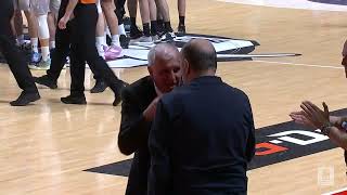 Željko Obradović gives Duško Vujošević a warm hug Partizan NIS  Cibona 1542022 [upl. by Jeanna426]