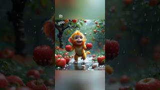 Here comes the little cutie with apples youtubeshorts monkey cute funny cat ai pets fyp [upl. by Tenrag444]