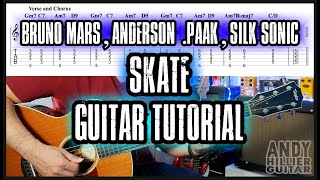 Bruno Mars Anderson Paak Silk Sonic  Skate Guitar Tutorial [upl. by Jarus]