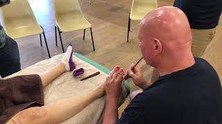 Toe and foot massage using chopsticks as massage tools Raynor massage course demonstration part 4 [upl. by Ratna203]