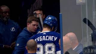 Mikhail Sergachev gets an injury vs Islanders did not finish the game 1 apr 2023 [upl. by Sellers]