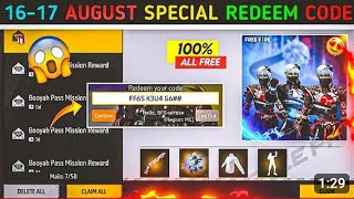 FREE FIRE REDEEM CODE TODAY 16 AUGUST REDEEM CODE FREE FIRE  FF REDEEM CODE TODAY 16 AUGUST [upl. by Margaretha]