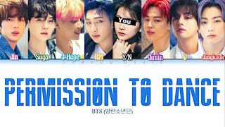 Karaoke Ver BTS 방탄소년단  Permission To Dance 8 Members Ver Color Coded Lyrics [upl. by Jillana]