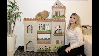 COMO FAZER CASINHA PARA GATO COM CAIXA DE PAPELÃO  Me Empolguei E Fiz Um Castelo  Faça Você Mesmo [upl. by Steddman257]