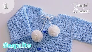 Como tejer paso a paso un saquito chambrita a crochet  gancho  Principiantes 12 [upl. by Nerha]