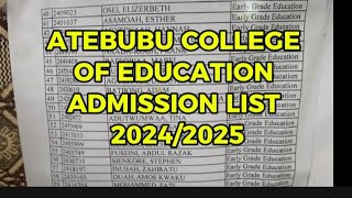 ATECOE ADMISSIONATEBUBU COLLEGE releases their admission listteacherstraining [upl. by Navnod]