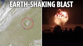 Ukraines spectacular drone strike seen from SPACE as huge Russian depot blasts spark earthquake [upl. by Ytsirhk253]