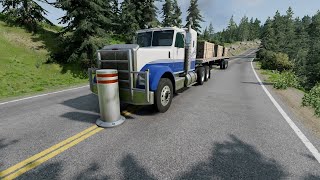 Truck vs Bollards 7 BeamNgdrive shorts [upl. by Cirilla]