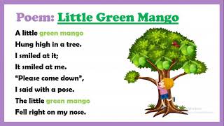 Poem Little Green Mango🥭 QampA e sound words and sentences [upl. by Finah]