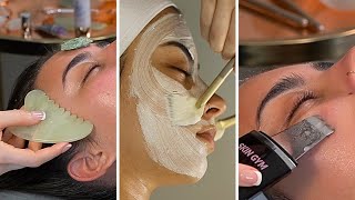 ASMR SPA FACIAL CLOGGED PORES HAIR BRUSHING TAPPING COMMENT FOR FREE SKINCARE [upl. by Nnylsaj24]