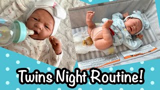 Twins Night Routine Realistic Baby Dolls Reborn Babies Roleplay Berenguer Dolls [upl. by Washington]