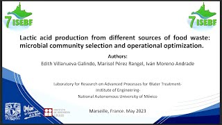 VILLANUEVA GALINDO Blanca Edith Lactic acid production from different sources of food waste [upl. by Collin]