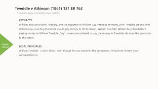 Case Law Contract rules of consideration Tweddle v Atkinson 1861 121 ER 762 [upl. by Nosyrb]