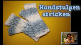 DIY Handstulpen stricken mit Spiralmuster einfache Pulswärmer mit Daumen Schritt für Schritt [upl. by Maxy]