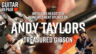 Unnecessarily Complex Headstock Reinforcement Spline Installation in ANDY TAYLORS Gibson [upl. by Corabella810]