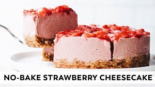 NoBake Strawberry Cheesecake  vegan glutenfree paleo [upl. by Adnuahsal]