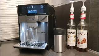 Kaffeevollautomat Siemens EQ6 plus extraklasse Latte Macchiato machen [upl. by Nottnerb]