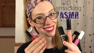 ASMR Trying On LipsticksGlosses Lip Smacking Mouth Sounds [upl. by Sands]