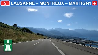 Driving in Switzerland Lausanne  Montreux  Martigny AutorouteAutobahn A9 by Lake Geneva 4K [upl. by Annaeirb]