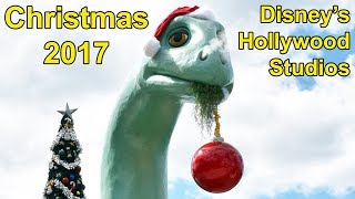 Disneys Hollywood Studios Christmas Decorations 2017 wNEW Echo Lake Decor Santa Dinosaur Gertie [upl. by Anis]