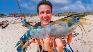 Huge SHRIMP BBQ in Madagascar 🦐 Street Food Tour  Avenue of the Baobabs 🇲🇬 [upl. by Ytiak]