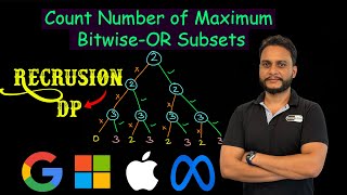 Count Number of Maximum Bitwise OR Subsets  Recursion DP  Leetcode 2044 [upl. by Ybanrab269]