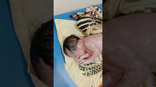 Vernix Cleaning of new baby Born With Liquid Parafin Oil Good Cleaning [upl. by Steffie]