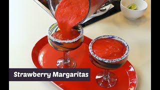 How to Make Strawberry Margaritas  Frozen Margarita  Amy Learns to Cook [upl. by Nylime]