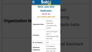 BECIL Jobs Notification 2024 Apply Online for 393 Technical Assistant ENT Jr Physiotherapist [upl. by Gschu]