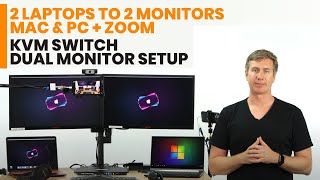 KVM Switch Dual Monitor Setup – 2 Laptops to 2 Monitors – Mac amp PC  Zoom [upl. by Errot]